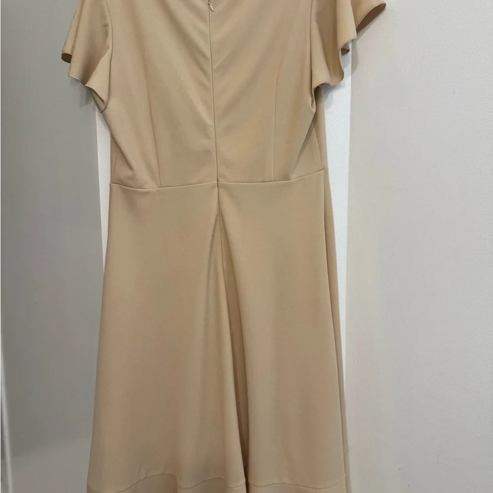 Elegant Tan Ruffle Dress - Picture 2 of 5